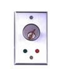Camden CM-1070-7224 Surface Mount Key Switch, SPDT Maintained & SPDT Momentary, Red & Green 24V LEDs, Brushed Aluminum
