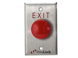 Dynalock 6211-LED Palm Switch Red Pushbutton, EXIT, Bi-Color LED Indicator, Satin Stainless Steel
