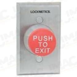 Locknetics 623-RD-EX-DA-NS-L2/ILL-SF-613 Heavy-Duty 1-5/8" Red Pushbutton, Narrow, Delayed Action, PUSH TO EXIT, 3 LEDs, Oil Rubbed Bronze