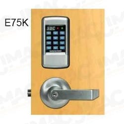 Security Door Controls SDC E75KBE5C Digital Keypad Only, Cylindrical Lockset, Black Keypad Finish, Eclipse, I-Core prep Lever Handle, 605 Bright Brass Lever Lockset Finish