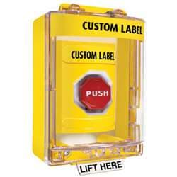 STI SS-2272 Stopper Station with Mini Stopper II Cover with Spacer, Custom Lettering, Yellow Housing