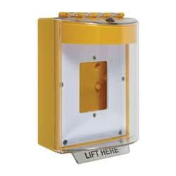 STI 13520NY Universal Stopper with Horn, Enclosed Back Box, Open Mounting Plate, No Label, Yellow