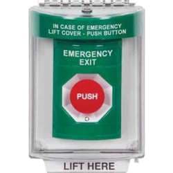 STI SS2141EX-EN Green Exit Push Button Station with Horn