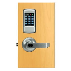 Security Door Controls SDC E75KQE5Q Digital Keypad Only, Cylindrical Lockset, 626 Dull Chrome Keypad Finish, Eclipse, I-Core prep Lever Handle, 626 Dull Chrome Lever Lockset Finish