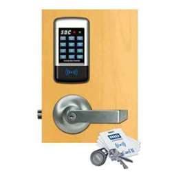 Security Door Controls SDC E75PQE1Q Digital Keypad with Prox Reader, Cylindrical Lockset, 626 Dull Chrome Keypad Finish, Eclipse Lever Handle, 626 Dull Chrome Lever Lockset Finish