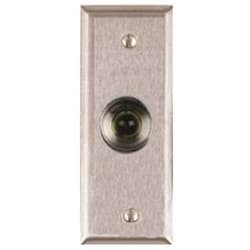 Alarm Controls RP-26A-SLIM Narrow Stainless Steel Wall Plate, N/C, Momentary, Black Button, Guard Ring