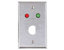 Alarm Controls RP-4 Single Gang Satin Stainless Steel Wall Plate, 1/4" Red and Green LEDs, 6" Red and Black Leads, "D" Hole for Ace Lock