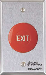 Alarm Controls TS-36 1.5" Diameter Red Mushroom Button, EXIT on Button, N/O & N/C Momentary Contact