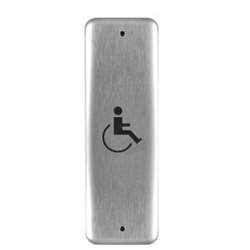 Rutherford 941H 1-1/2"W x 4-3/4" H x 1-3/10"D Mullion Pushplate, Handicap Symbol, Brushed Stainless Steel