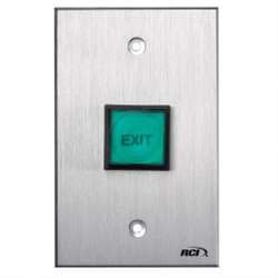 Rutherford 975GMO88 Green Illuminated Pushbutton, Momentary, 24V, Single Gang, Brushed Anodized Aluminum