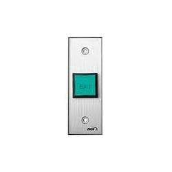 Rutherford 975NGMO88 Green Illuminated Pushbutton, Momentary, 24V, Narrow, Brushed Anodized Aluminum