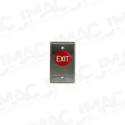 Camden CM-420E 1-5/8" Mushroom Pushbutton, Stainless Steel, Single Gang, N/O & N/C, Blank Faceplate, Red Button with EXIT