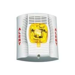 System Sensor SPSW-ALERT Speaker Strobe, White, Wall Mount, ALERT Lettering, Amber Lens, Standard Candela