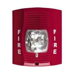 System Sensor P4RH Horn Strobe, Red, Wall Mount, Four-Wire, FIRE Lettering, High Candela