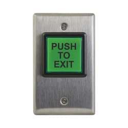 Camden CM-30E Single Label Switch, PUSH TO EXIT, 12-28V Incandescent