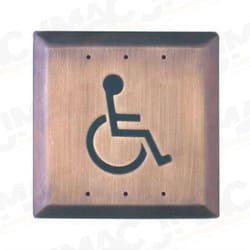 Camden 452WR 4-1/2" Square Push Plate Switch, Concealed Screws, ADA Logo, Stainless Steel, Weather Resistant Boot