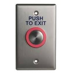 Camden 9610/7 Illuminated Piezoelectric Push/Exit Switch, Narrow, PUSH TO EXIT, Bright Stainless Steel Camden 9610/7 Illuminated Piezoelectric Push/Exit Switch, Narrow, PUSH TO EXIT, Bright Stainless Steel