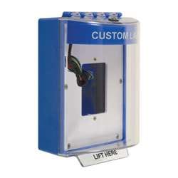 STI 13530CB Universal Stopper with Horn and Relay, Enclosed Back Box, Open Mounting Plate, Custom Label, Blue
