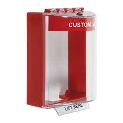 STI 13220CR Universal Stopper with Horn, Surface Mount, Custom Label, Red