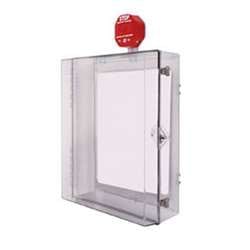 STI 7552 Protective Cabinet, Polycarbonate with Backplate, Siren Alarm, Key Lock, Clear