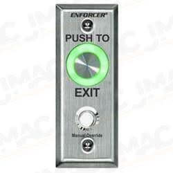Seco-Larm SD-6176SSVQ ENFORCER Piezoelectric Illuminated Request-to-Exit Wall Plate, Timer, Slimline, Programmable Red/Green Round Button, Manual Override