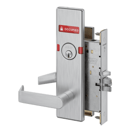 Schlage LV9056 - Vandlgard Entrance/Office Mortise Lock with Automatic Unlocking - Grade 1 Non-Deadbolt Function Single Cylinder Keyed Lever Lock, Exterior Indicator "VACANT/OCCUPIED"