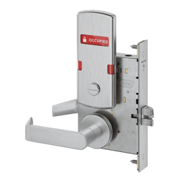 Schlage L9044 - Grade 1 Privacy with Coin Turn Mortise Lock, Exterior Indicator "Vacant/Occupied"