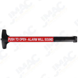 Detex FV40 EB LD 628 99 36 Value Series Narrow Stile Rim Exit Device, Less Dogging, 99 Surface Strike, Fire Rated, Battery Operated Alarm, 36 In. Device, Satin Aluminum Clear Anodized