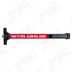 Detex V40 EB-W CD 628 99 48 Wide Stile Rim Exit Device, Cylinder Dogging, 99 Surface Strike, Weatherized Battery Operated Alarm Less Cylinder, 48" Device, Satin Aluminum Clear Anodized