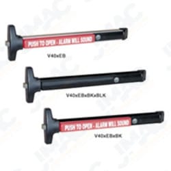 Detex V50 EB CD 628 96 36X84 Value Series Narrow Stile Surface Vertical Rod Exit Device, Cylinder Dogging, 96 Surface Strike, Battery Operated Alarm, 36 In. Device for 84 In. Door Height, Satin Aluminum Clear Anodized