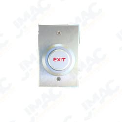 Dortronics W5287-P25xE3 DPDT Momentary Action Switch, 1-1/2" DIA Button Aluminum Back Plate, EXIT in Red Letters