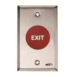 Rutherford 908RMAL9 Red EXIT Button Maintained (2-SPST), LED, Brushed Stainless Steel