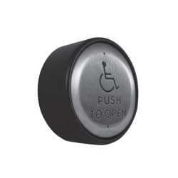 Rutherford 946HP475 4-3/4" Square Stainless Steel Pushplate, Momentary, Handicap Symbol & "PUSH TO OPEN", Brushed Stainless Steel