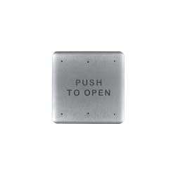 Rutherford 946P475 4-3/4" Square Stainless Steel Pushplate, Momentary, "PUSH TO OPEN", Brushed Stainless Steel