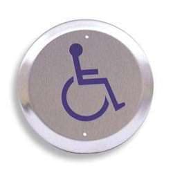 Rutherford 950H6MO9 6" Diameter Circular Stainless Steel Switch,  Momentary Switch, Handicap, Brushed Stainless Steel