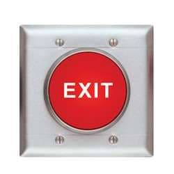 SDC 442UB Exit Switch, 2-5/8" Mushroom, Momentary, DPST, Double Gang, Red Button, Stainless Steel