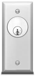 SDC 701NUL2 Key Switch, Narrow, 1/4" Faceplate, AA, SPDT, Stainless Steel, Red LED, Green LED