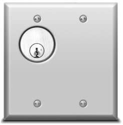 SDC 710TU Key Switch, Double Gang, 1/4" Faceplate, Timer Module & AA DPDT Switches, Stainless Steel