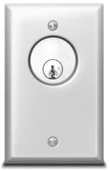 SDC 712U Key Switch, Single Gang, 1/4" Faceplate, One Left Momentary & One Right AA DPDT Switch, Stainless Steel
