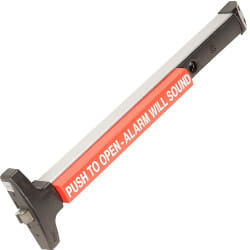 Detex V40 EA LD KS 628 99 36 Value Series Narrow Stile Rim Exit Device, Less Dogging, 99 Surface Strike, Hardwired Electric Alarm, Key Stop, 36 In. Device, Satin Aluminum Clear Anodized