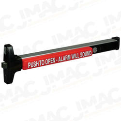 Detex V40 EBxW CD 628 99 48 Value Series Narrow Stile Rim Exit Device, Cylinder Dogging, 99 Surface Strike, Weatherized Battery Operated Alarm, 48 In. Device, Satin Aluminum Clear Anodized