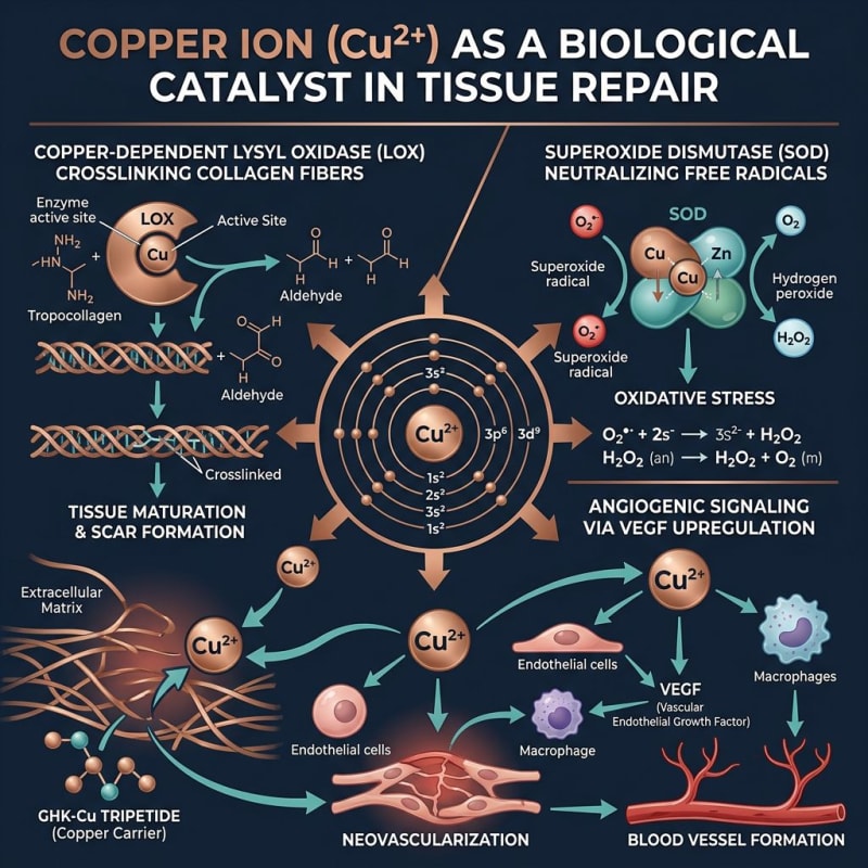 Conceptual illustration of copper-associated enzymes and signaling pathways