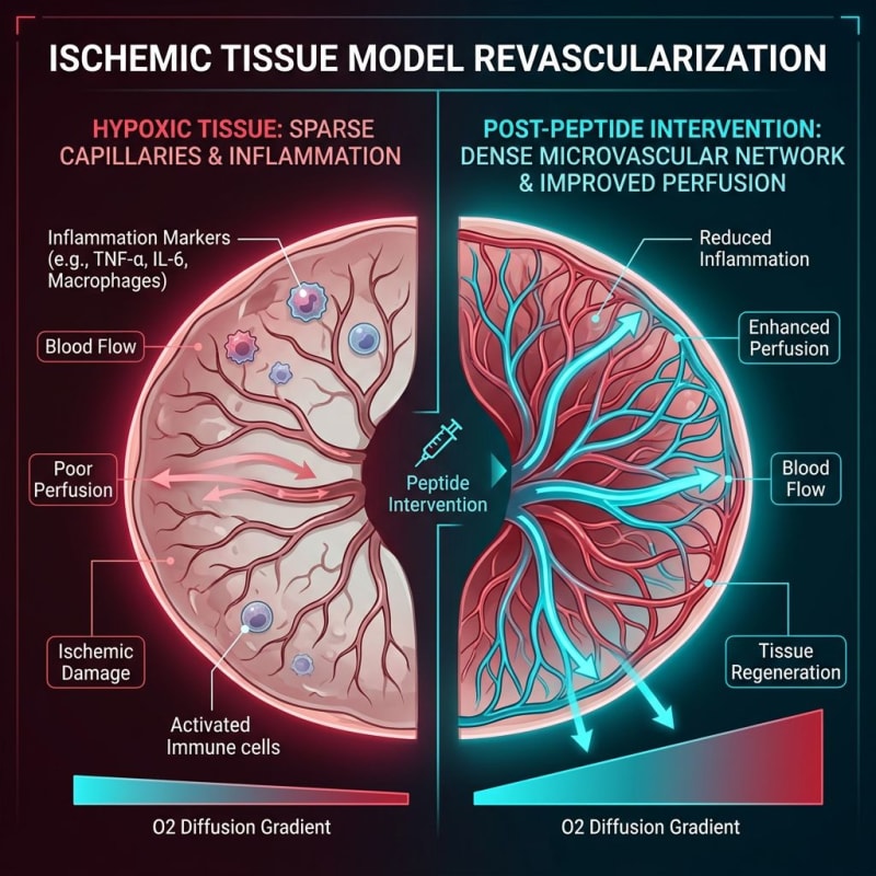 Conceptual illustration contrasting sparse and dense microvascular networks