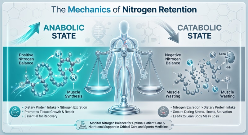 Illustration contrasting positive and negative nitrogen balance.
