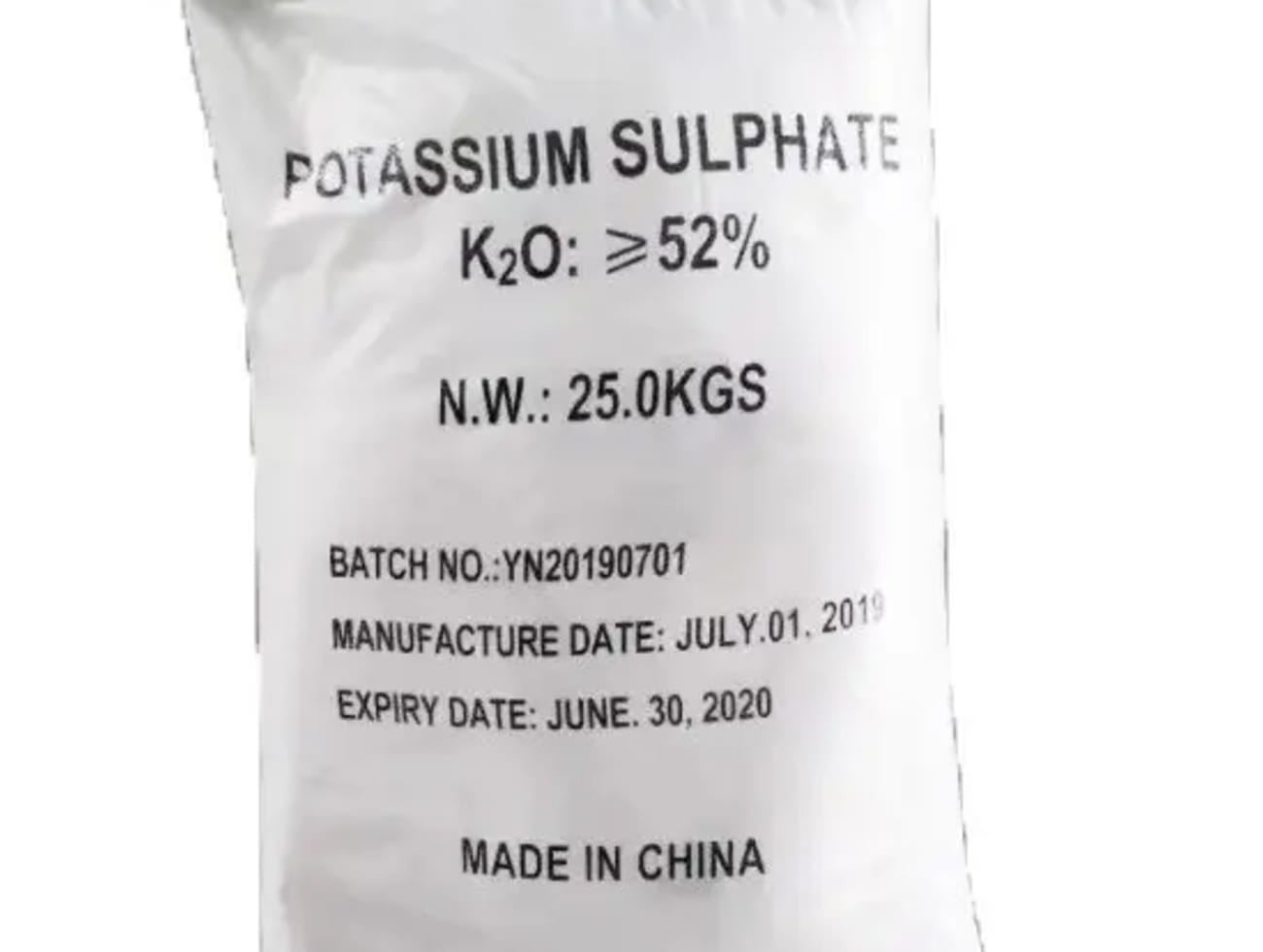 White crystalline powder of Potassium Sulphate fertilizer chemical