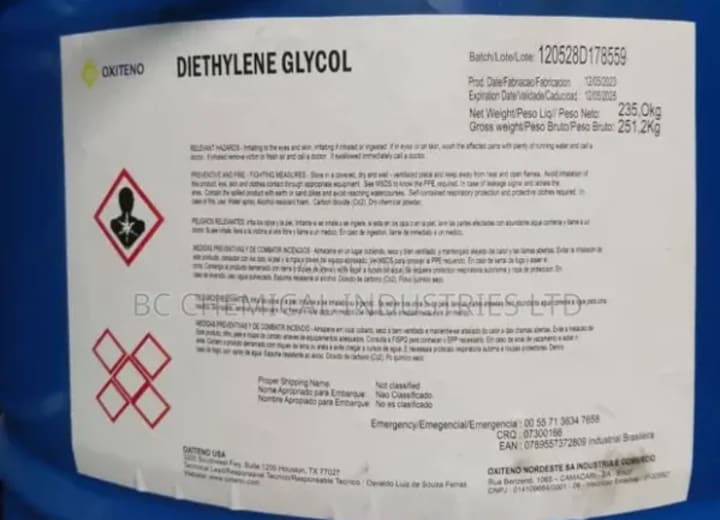 Diethylene Glycol industrial chemical supplied by Zenco Systems Ltd in Solvents & Thinners