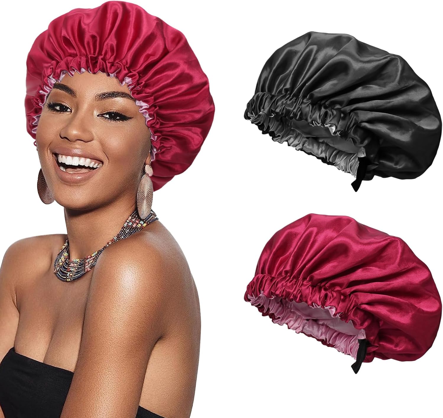 Pieces Bonnet Satin Cheveux