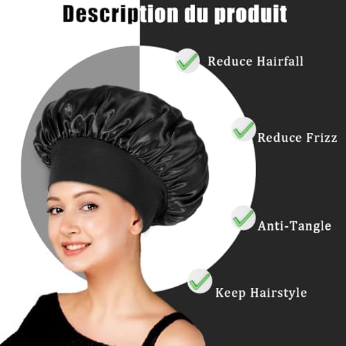 Vue 4 de Bonnet Satin Cheveux Nuit