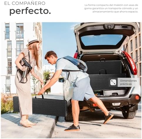 TecTake® 3-Piece Folding Table Set, Camping Table Set with 2 x Benches, Outdoor Garden Table, Steel Frame, Leg Stops, Easy Assembly, Ideal for Camping, Garden, Terrace, Picnic – Black - Image 3