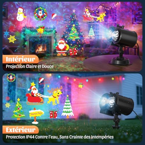 OUSFOT Halloween Projecteur, 16 Diapositives Projecteur Halloween Exterieur Avec Télécommande et Fonction de Chronométrage, 4 Couleurs Motifs D'eau pour Pâques,Thanksgiving,Fête,Noël - Image 4